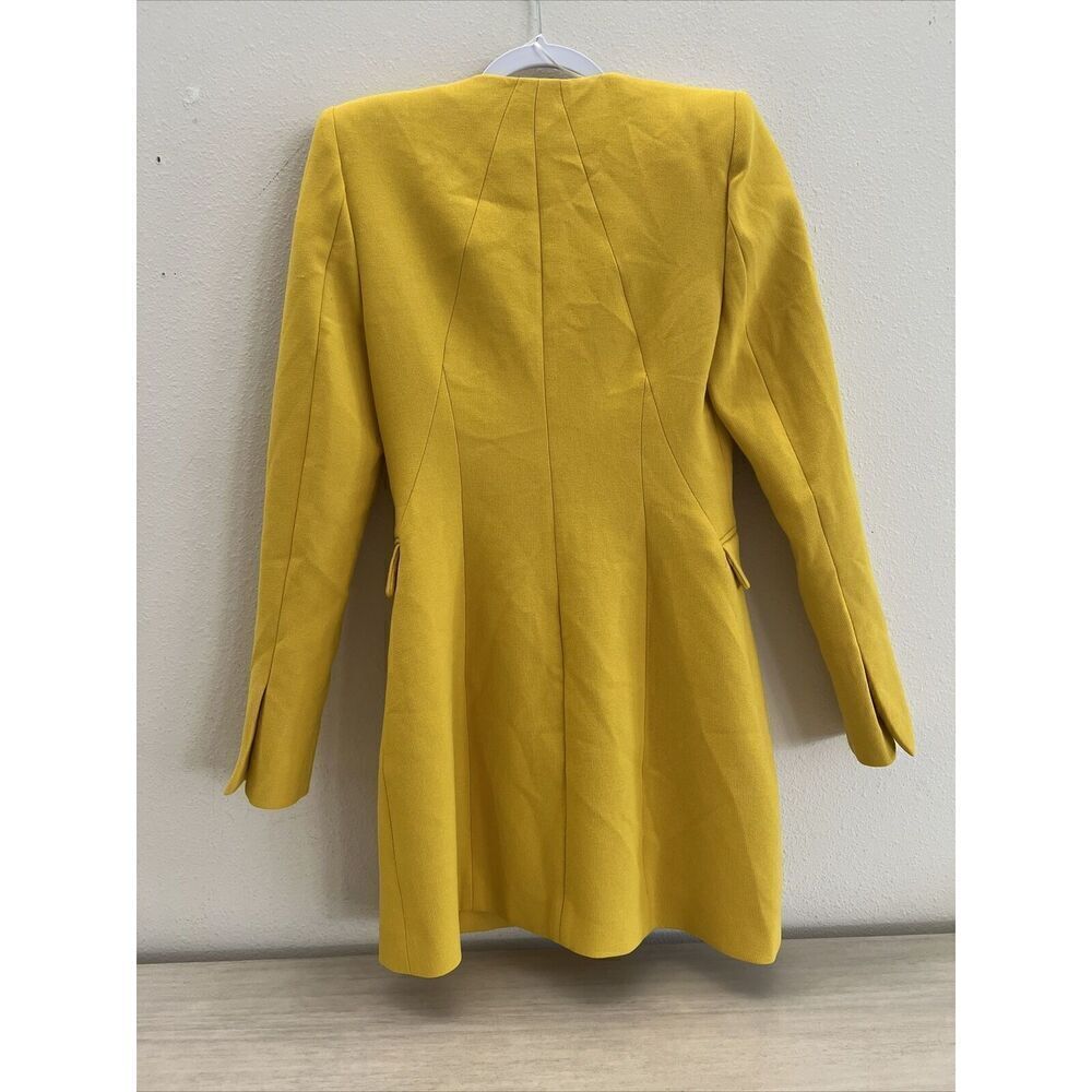 ZARA WOMAN LIMITED EDITION YELLOW DRAPED BLAZER DRESS SIZE S Asymmetric - Picture 2 of 8